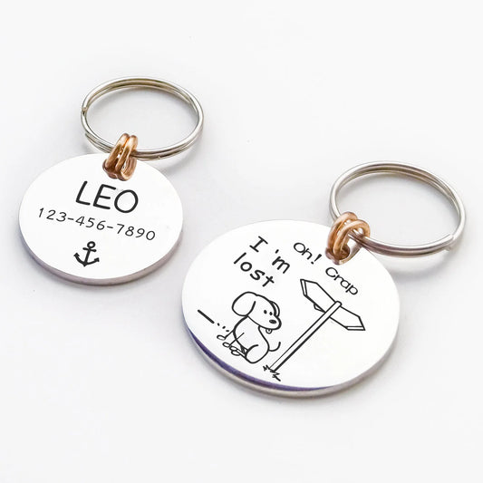 Personalized Funny Dog Tags Engraved MW003 For Collar Accessories Puppy Stainless Steel Nameplate