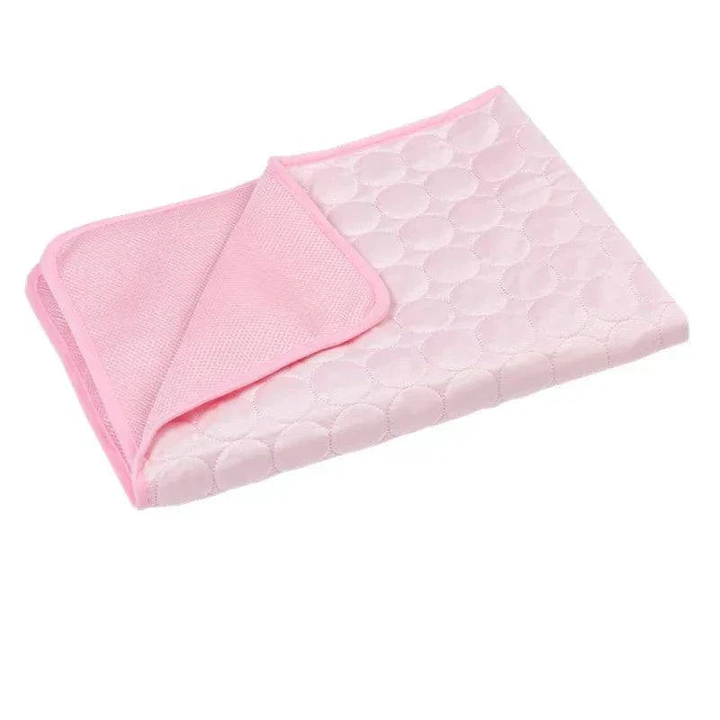 Pink cooling dog mat pad made of CoolCore and mesh cloth for pets