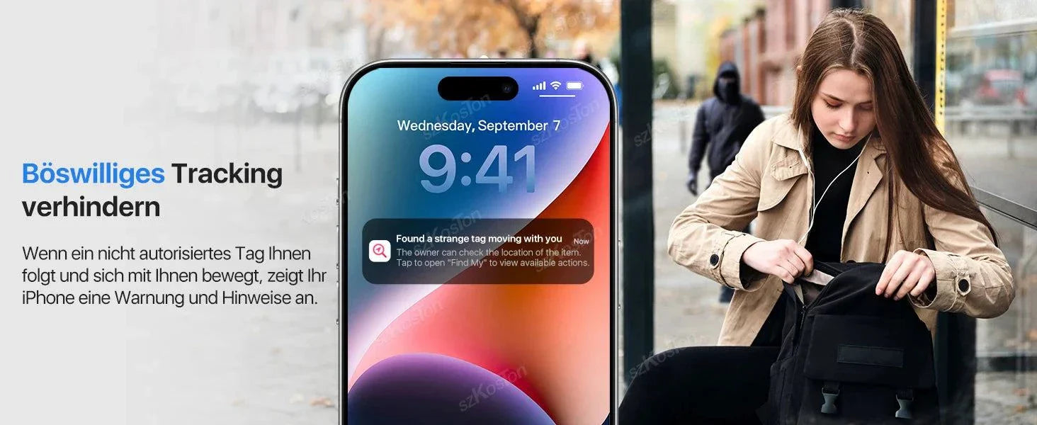 Mini GPS Tracker smart device preventing unauthorized tracking with iPhone alert and notification system
