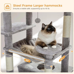 Large Cat Tree and Tower for Indoor Cats Spacious Hammock Padded Perches and Condos Cat Toys