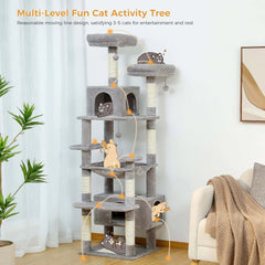 Large Cat Tree and Tower for Indoor Cats Spacious Hammock Padded Perches and Condos Cat Toys