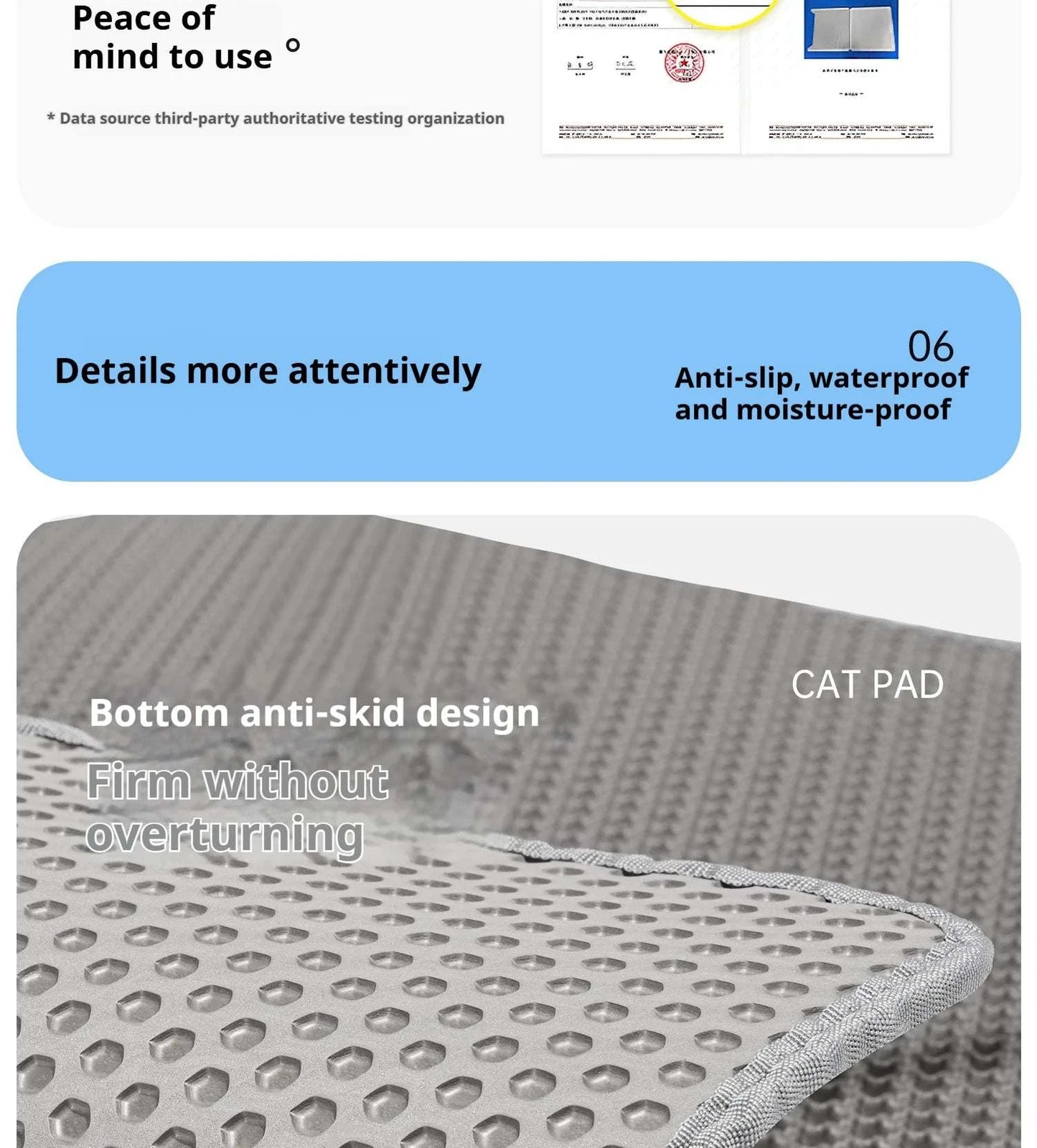 Cat Litter Mat Waterproof Double Layer Pet Litter Box Mat Pet Toilet Cat Mat Nonslip