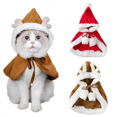 Funny cat Christmas costume Santa cape and hat pet dress up accessories