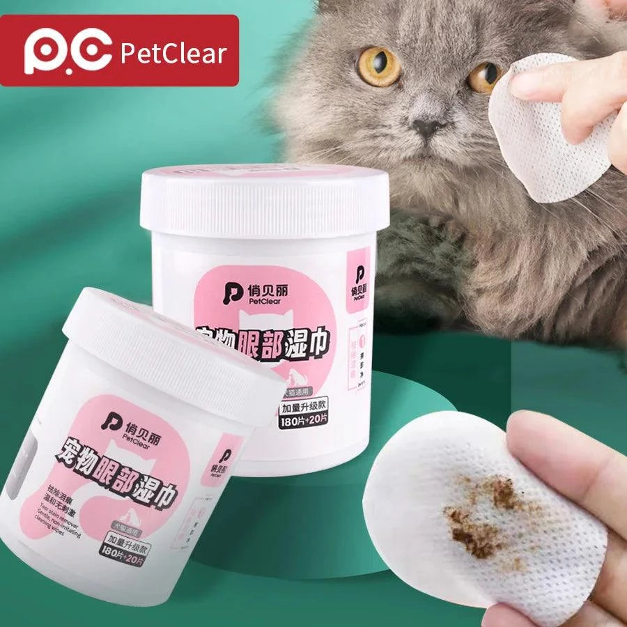 PetClear Pet Eye Wipes 200 pieces  - Pet Eye Care Wet Wipes for Dogs And Cats