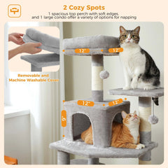 Large Cat Tree and Tower for Indoor Cats Spacious Hammock Padded Perches and Condos Cat Toys