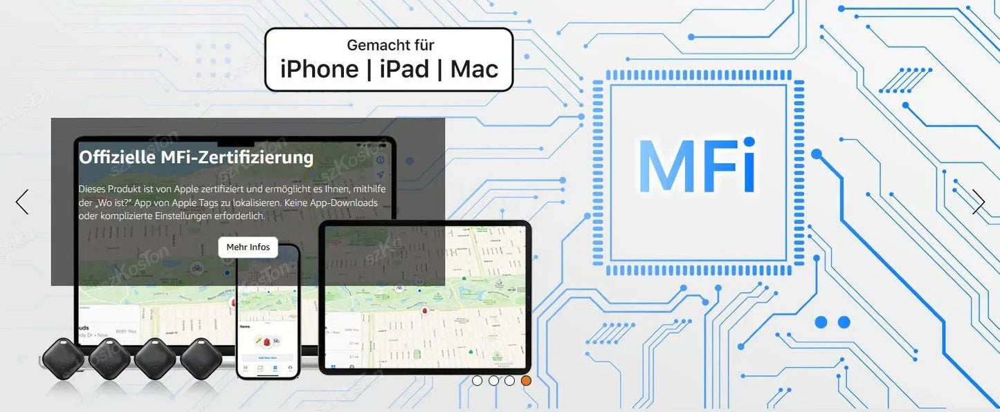 Mini GPS tracker smart iTag for pets and cars compatible with iPhone iPad Mac with official MFi certification and long battery life