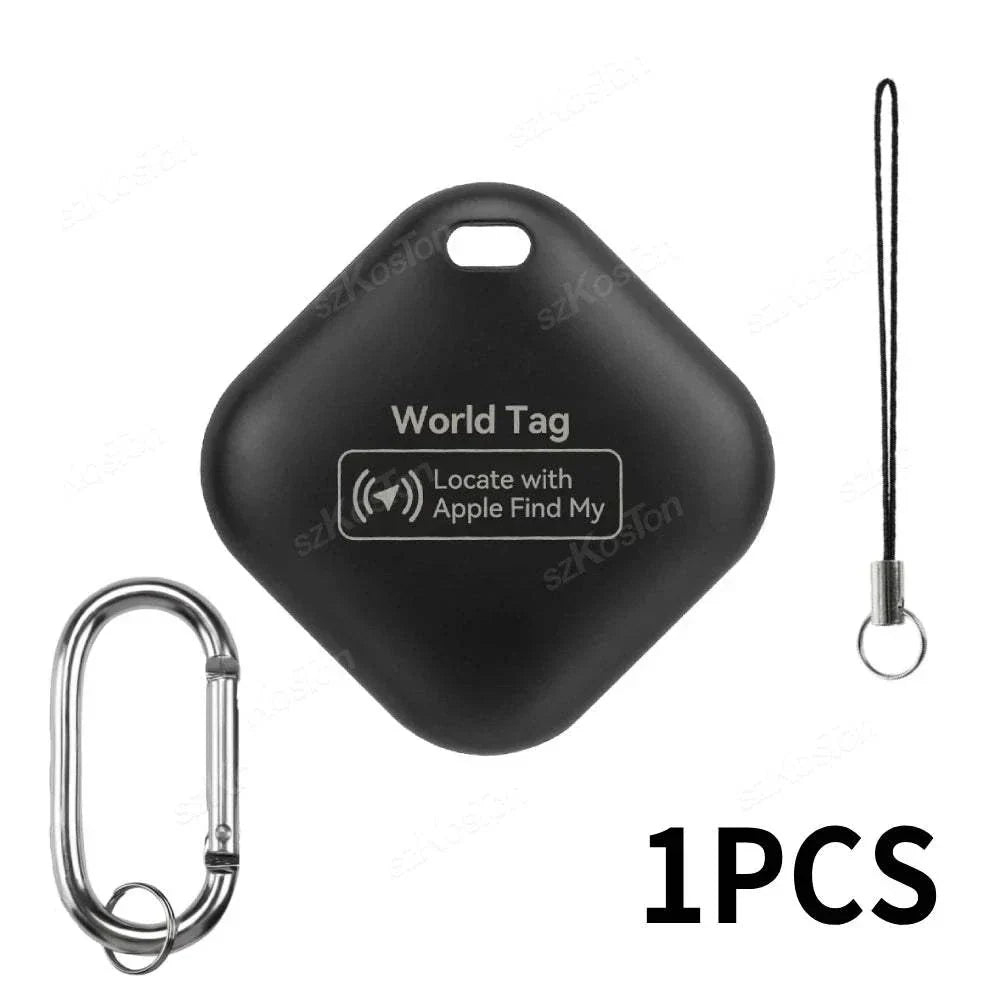 Black Mini GPS Tracker smart tag for locating pets and belongings with Apple Find My compatibility
