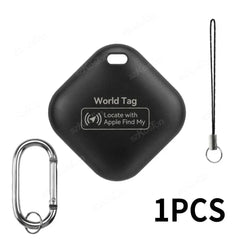 Black Mini GPS Tracker smart tag for locating pets and belongings with Apple Find My compatibility