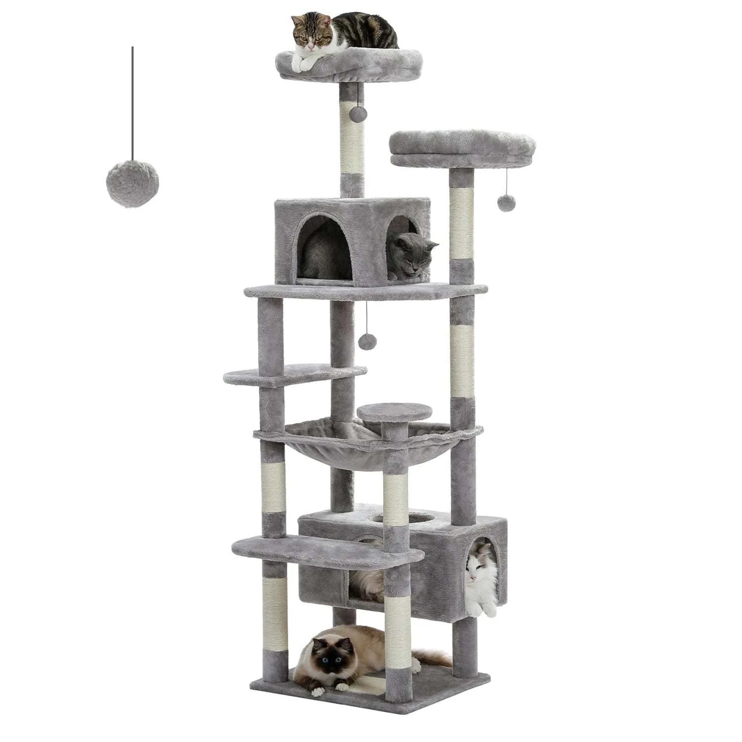 Large Cat Tree and Tower for Indoor Cats Spacious Hammock Padded Perches and Condos Cat Toys