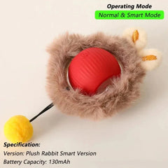Rechargeable Automatic Interactive Ball Toy for Cats Smart Electric Rolling Faux Tail Mouse