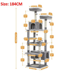 Large Cat Tree and Tower for Indoor Cats Spacious Hammock Padded Perches and Condos Cat Toys