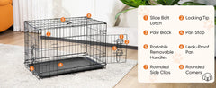 Foldable wire dog crate Double Door with Plastic Leak-Proof Pan tray
