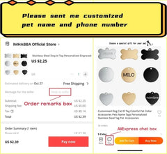 Stainless steel Personalized Engraving Customized Pet Name Puppy Collar Dog Cat Bone Tags