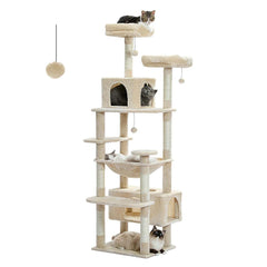 Large Cat Tree and Tower for Indoor Cats Spacious Hammock Padded Perches and Condos Cat Toys