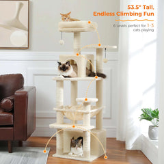 Large Cat Tree and Tower for Indoor Cats Spacious Hammock Padded Perches and Condos Cat Toys