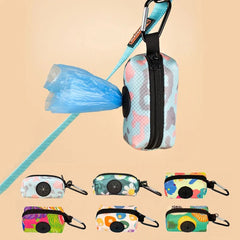 1pcs outdoor portable dog poo bag dispenser, durable dog leather strap attachment