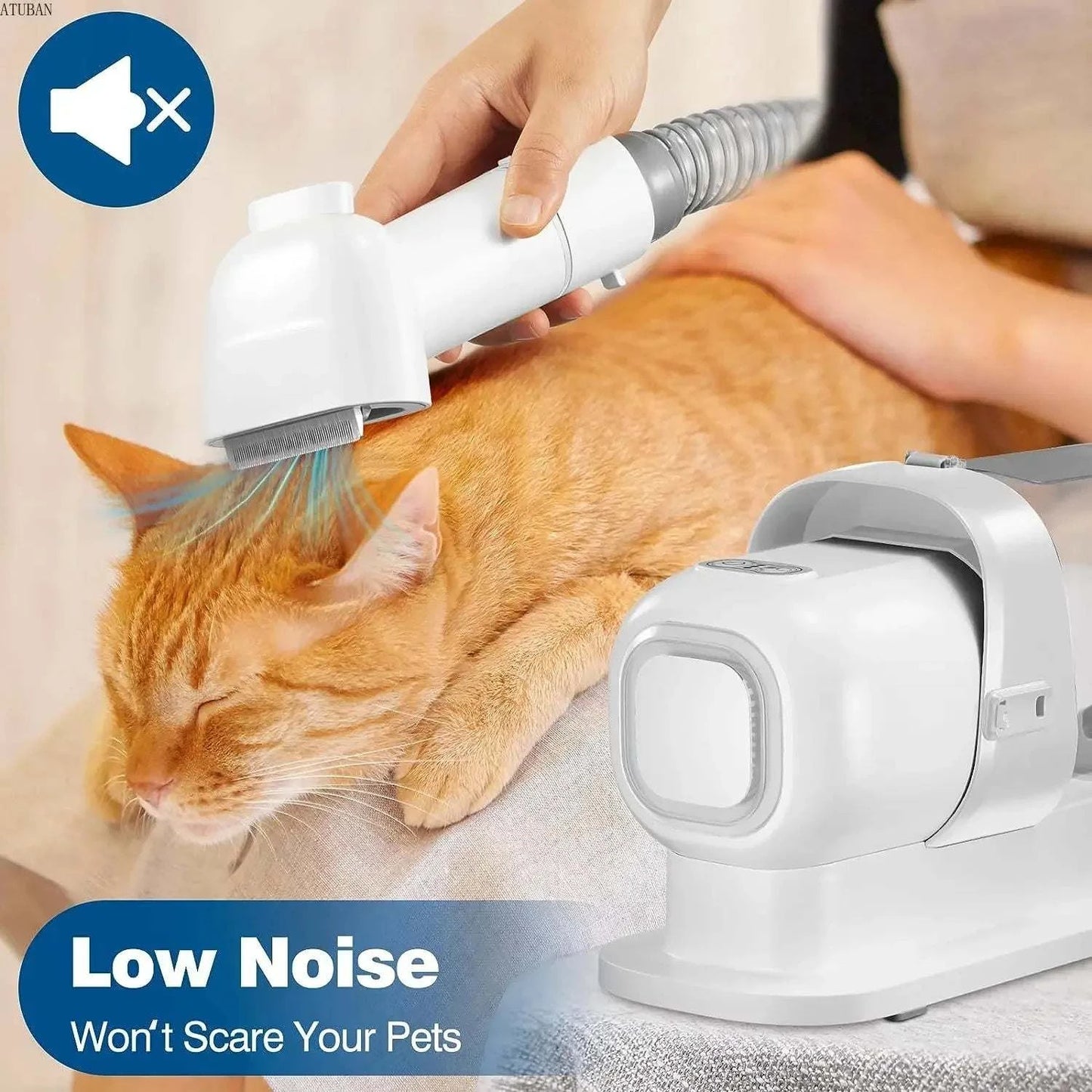 2.3L Dog Grooming Vacuum Kit with Large Pet Hair Dust Cup Electric Dog Brush Theraotic Function