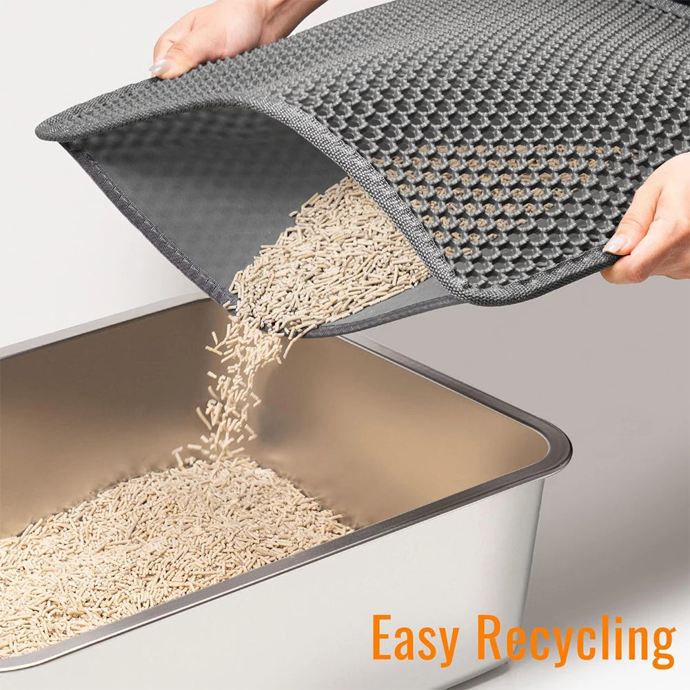 Cat Litter Mat Double Layer Waterproof Urine Proof Trapping Mat Easy to Clean Non-Slip Toilet Pad