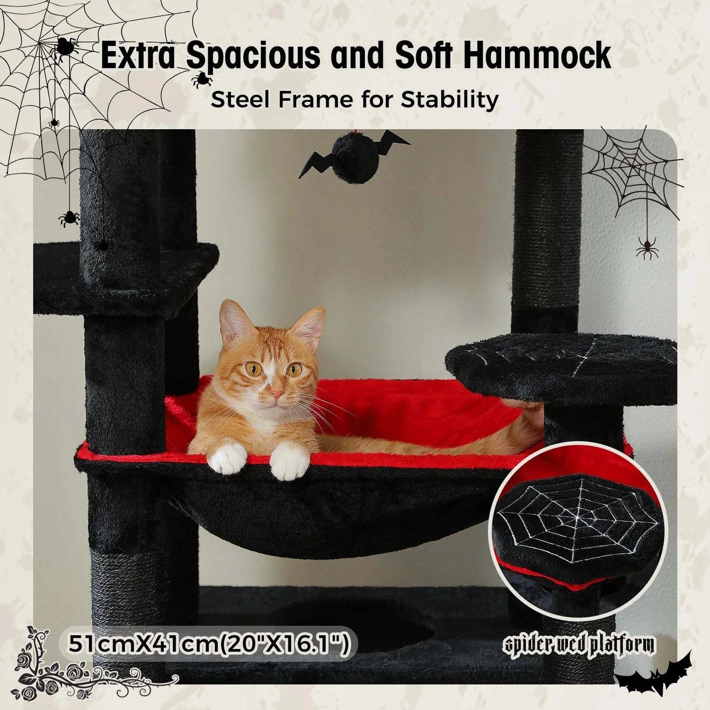 Large Cat Tree and Tower for Indoor Cats Spacious Hammock Padded Perches and Condos Cat Toys