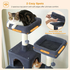 Large Cat Tree and Tower for Indoor Cats Spacious Hammock Padded Perches and Condos Cat Toys