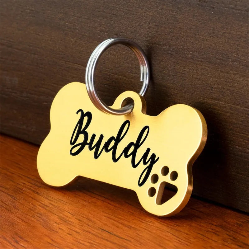 Stainless steel Personalized Engraving Customized Pet Name Puppy Collar Dog Cat Bone Tags