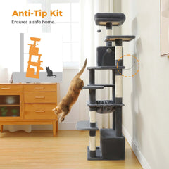 Large Cat Tree and Tower for Indoor Cats Spacious Hammock Padded Perches and Condos Cat Toys
