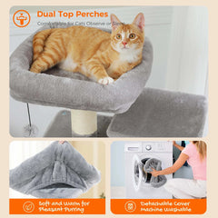 Large Cat Tree and Tower for Indoor Cats Spacious Hammock Padded Perches and Condos Cat Toys