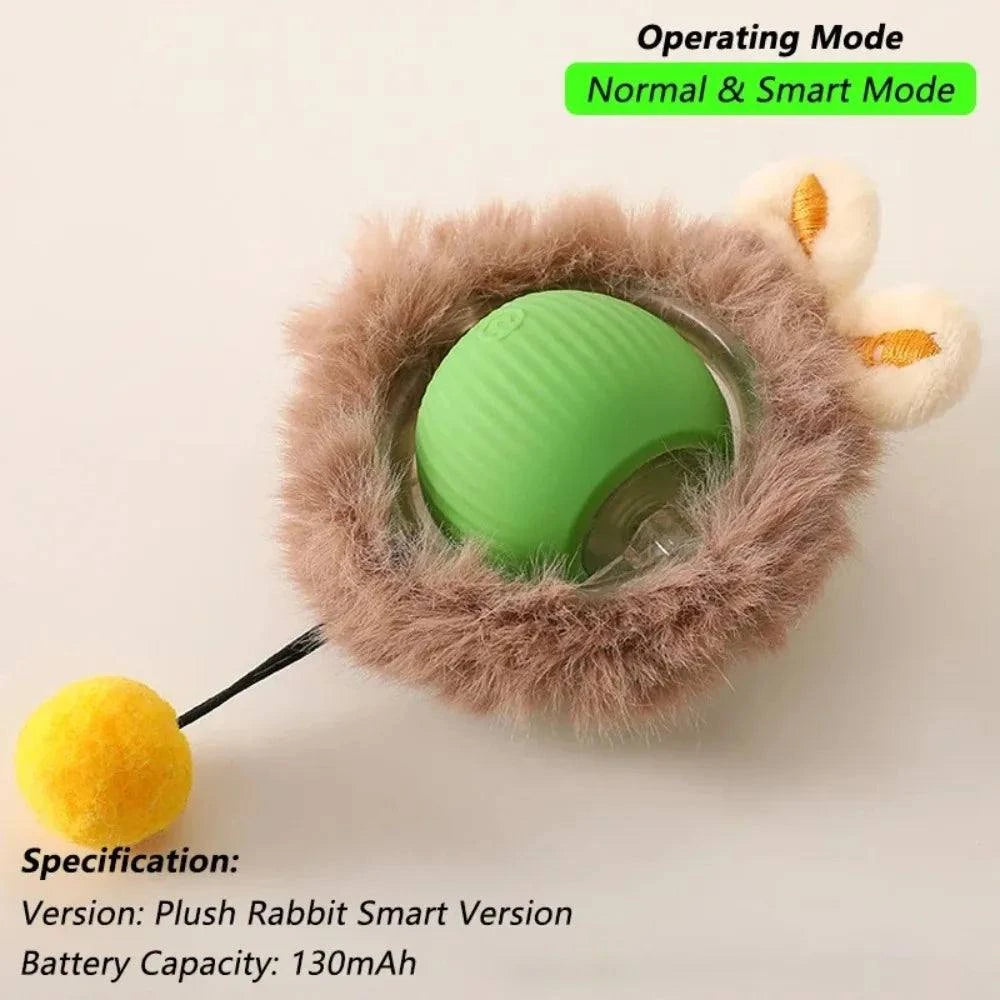 Rechargeable Automatic Interactive Ball Toy for Cats Smart Electric Rolling Faux Tail Mouse