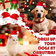 Frienda Dog Santa Hat Christmas Hat Soft Plush Cat Hat Pet Costumes for Small Dog Cat for Pet Party Puppy Christmas Supplies