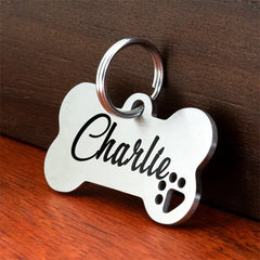 Stainless steel Personalized Engraving Customized Pet Name Puppy Collar Dog Cat Bone Tags