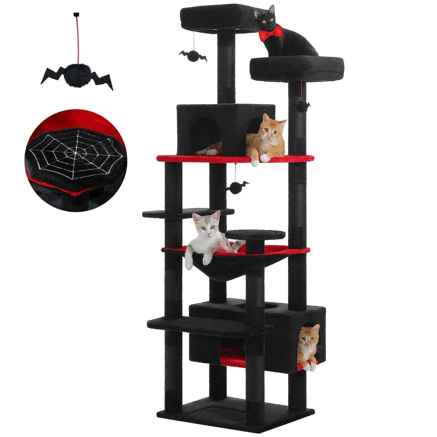 Large Cat Tree and Tower for Indoor Cats Spacious Hammock Padded Perches and Condos Cat Toys