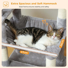 Large Cat Tree and Tower for Indoor Cats Spacious Hammock Padded Perches and Condos Cat Toys