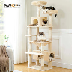 Large Cat Tree and Tower for Indoor Cats Spacious Hammock Padded Perches and Condos Cat Toys
