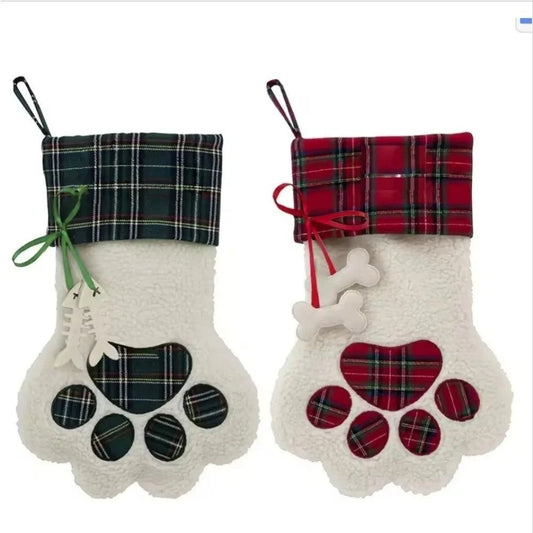 Personalized Christmas Stockings Christmas Decoration Gifts for Family, Santa, Holiday, Pet, Dog Paw Stockings