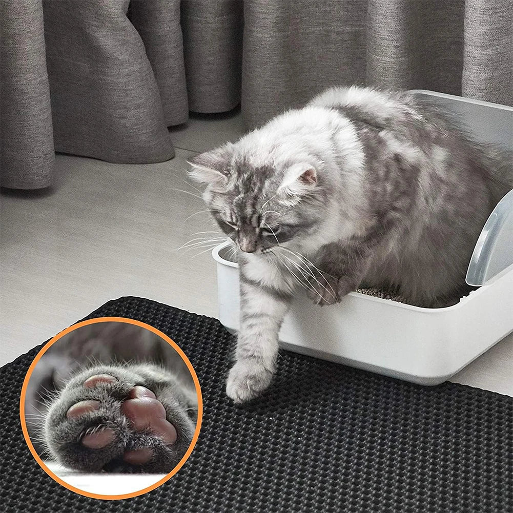 Cat Litter Mat Double Layer Waterproof Urine Proof Trapping Mat Easy to Clean Non-Slip Toilet Pad