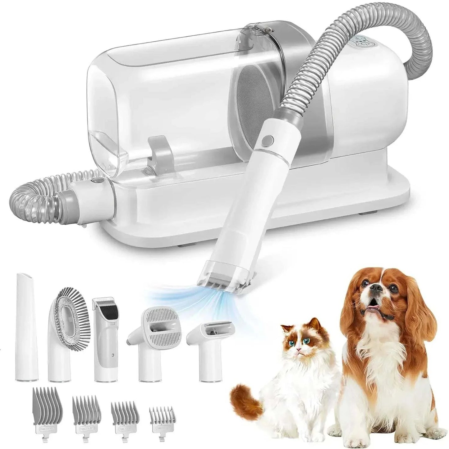 2.3L Dog Grooming Vacuum Kit with Large Pet Hair Dust Cup Electric Dog Brush Theraotic Function