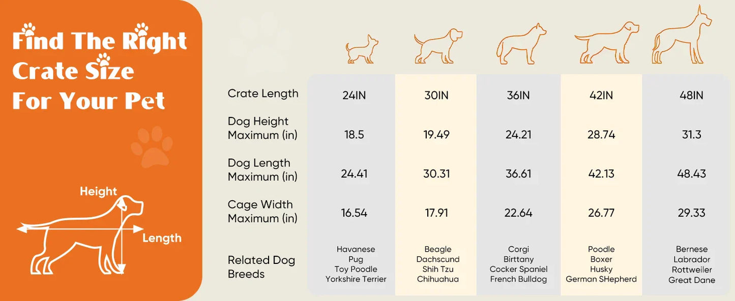 Foldable wire dog crate Double Door with Plastic Leak-Proof Pan tray