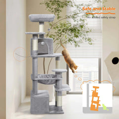 Large Cat Tree and Tower for Indoor Cats Spacious Hammock Padded Perches and Condos Cat Toys