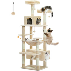 Large Cat Tree and Tower for Indoor Cats Spacious Hammock Padded Perches and Condos Cat Toys