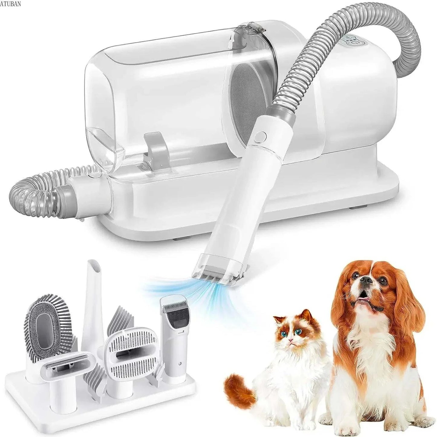 2.3L Dog Grooming Vacuum Kit with Large Pet Hair Dust Cup Electric Dog Brush Theraotic Function