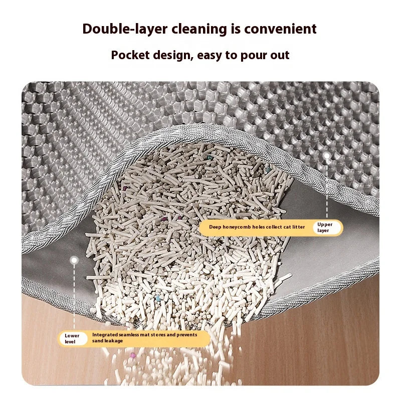 Cat Litter Mat 2-Layer Design Premium Sand Trapping Technology Waterproof Base Non-Slip Pet Floor