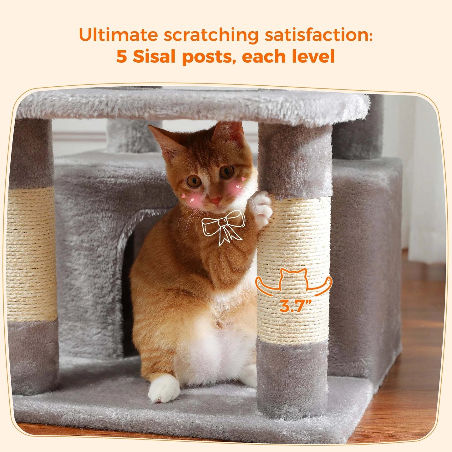 Large Cat Tree and Tower for Indoor Cats Spacious Hammock Padded Perches and Condos Cat Toys