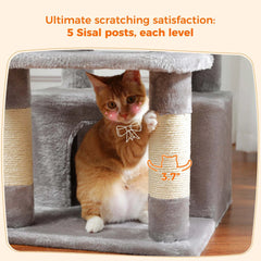 Large Cat Tree and Tower for Indoor Cats Spacious Hammock Padded Perches and Condos Cat Toys