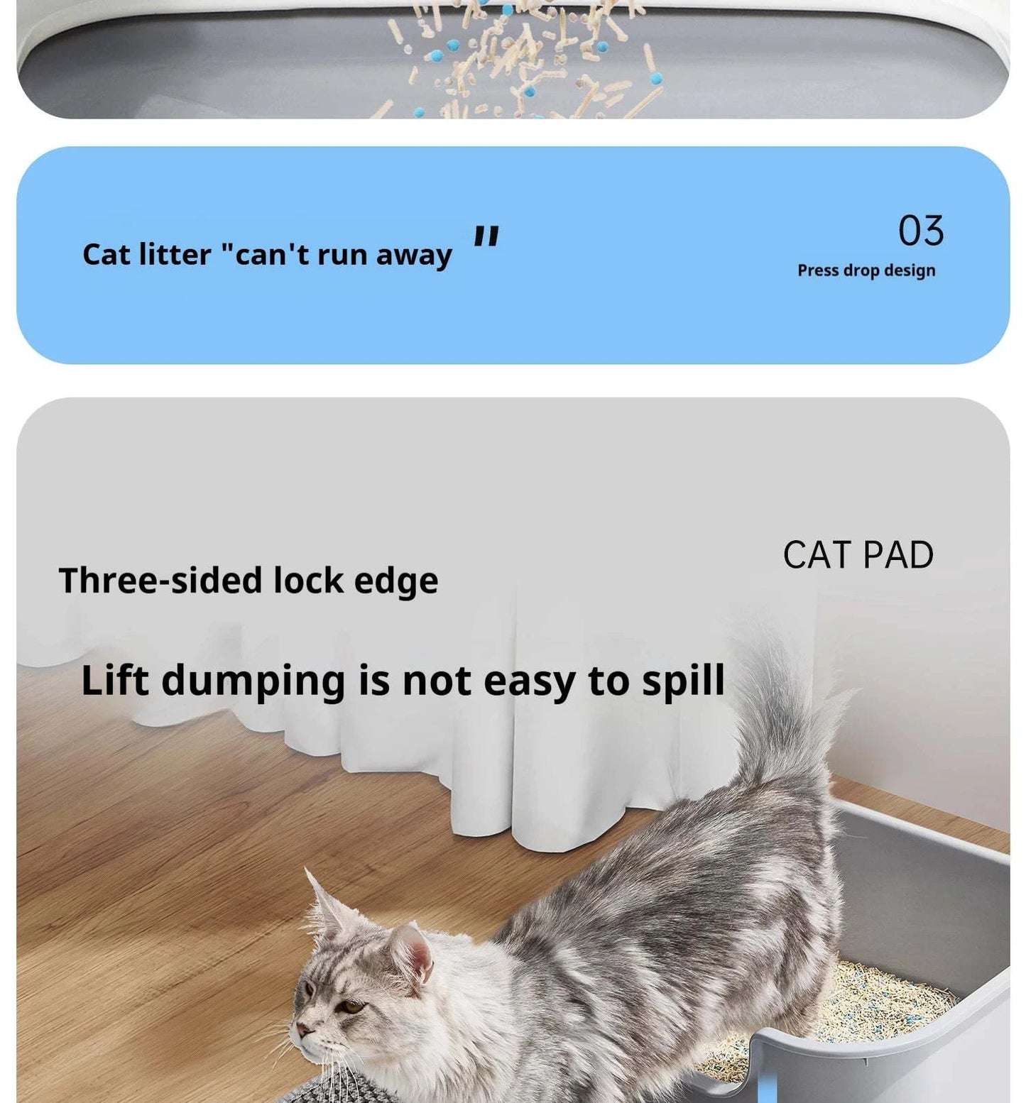 Cat Litter Mat Waterproof Double Layer Pet Litter Box Mat Pet Toilet Cat Mat Nonslip
