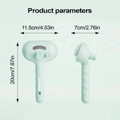 Pet hair remover spray comb grooming brush for cats and dogs with dematting water mist humidifier, plastic material, 20cm length, 7cm width, white color.