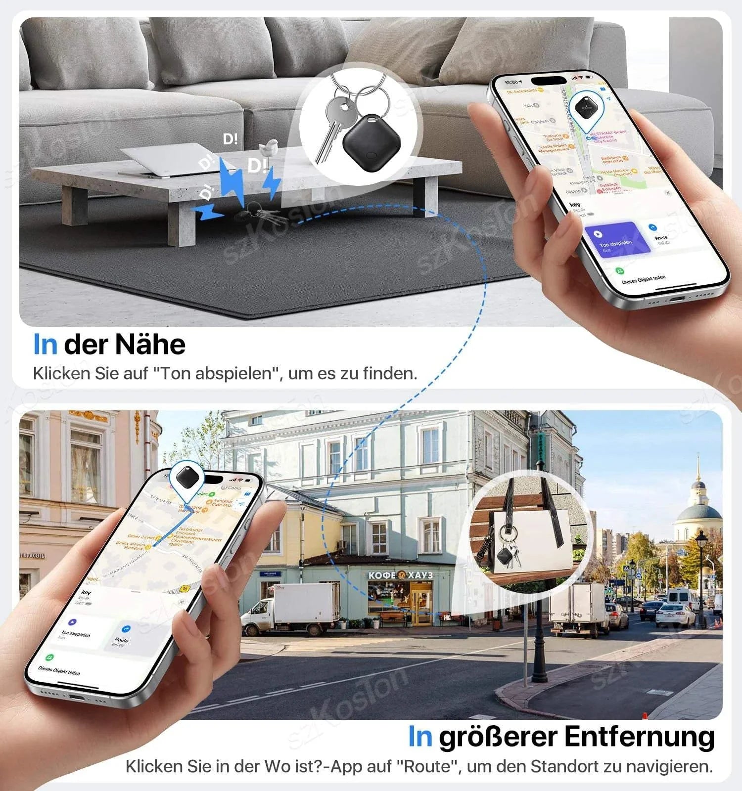 Mini GPS Tracker smart iTag locating keys and belongings via smartphone app outdoors and indoors