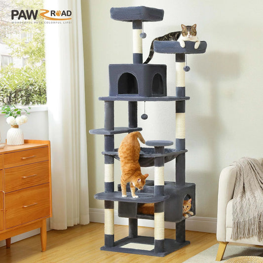Large Cat Tree and Tower for Indoor Cats Spacious Hammock Padded Perches and Condos Cat Toys