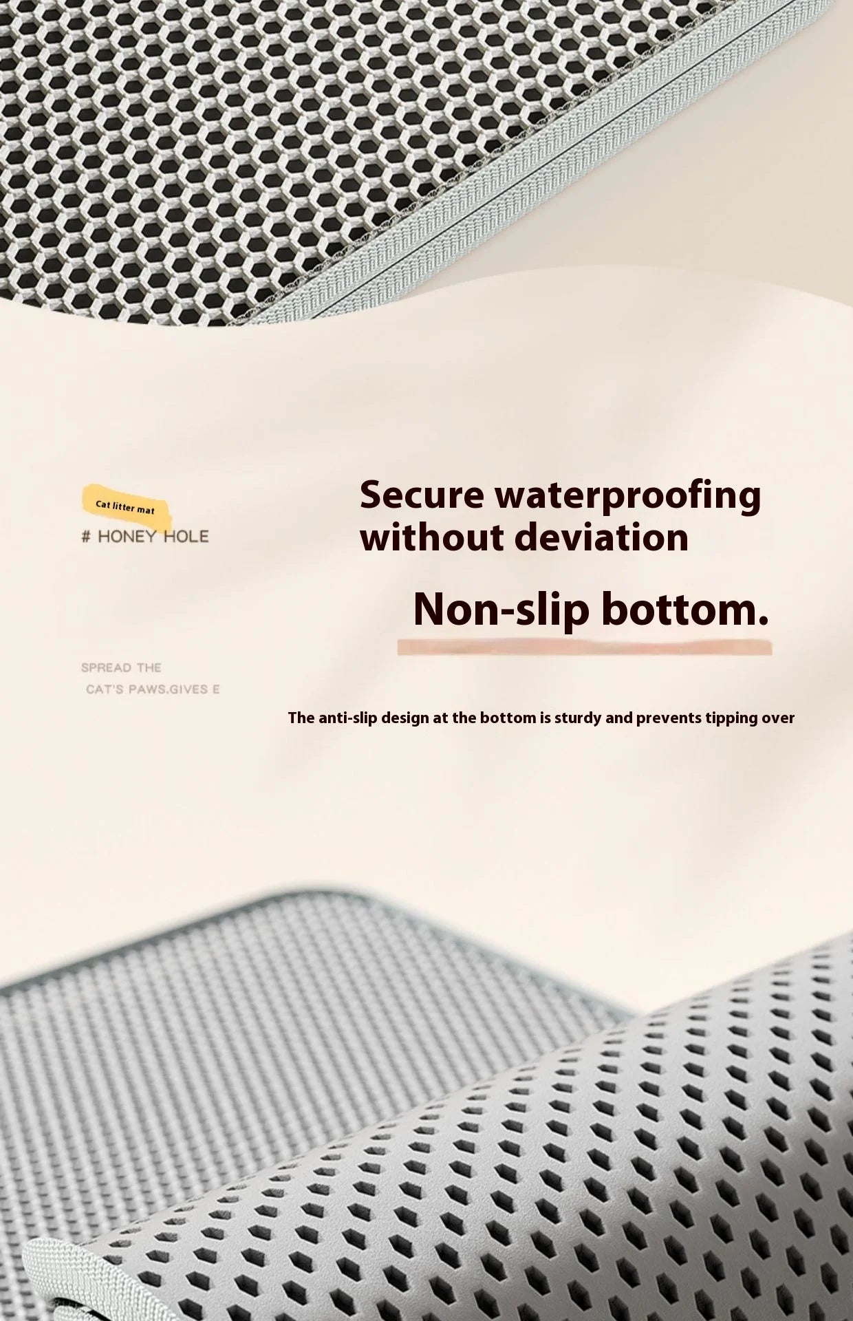 Cat Litter Mat 2-Layer Design Premium Sand Trapping Technology Waterproof Base Non-Slip Pet Floor