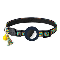 Adjustable colorful nylon dog collar with bell and airtag holder for pets