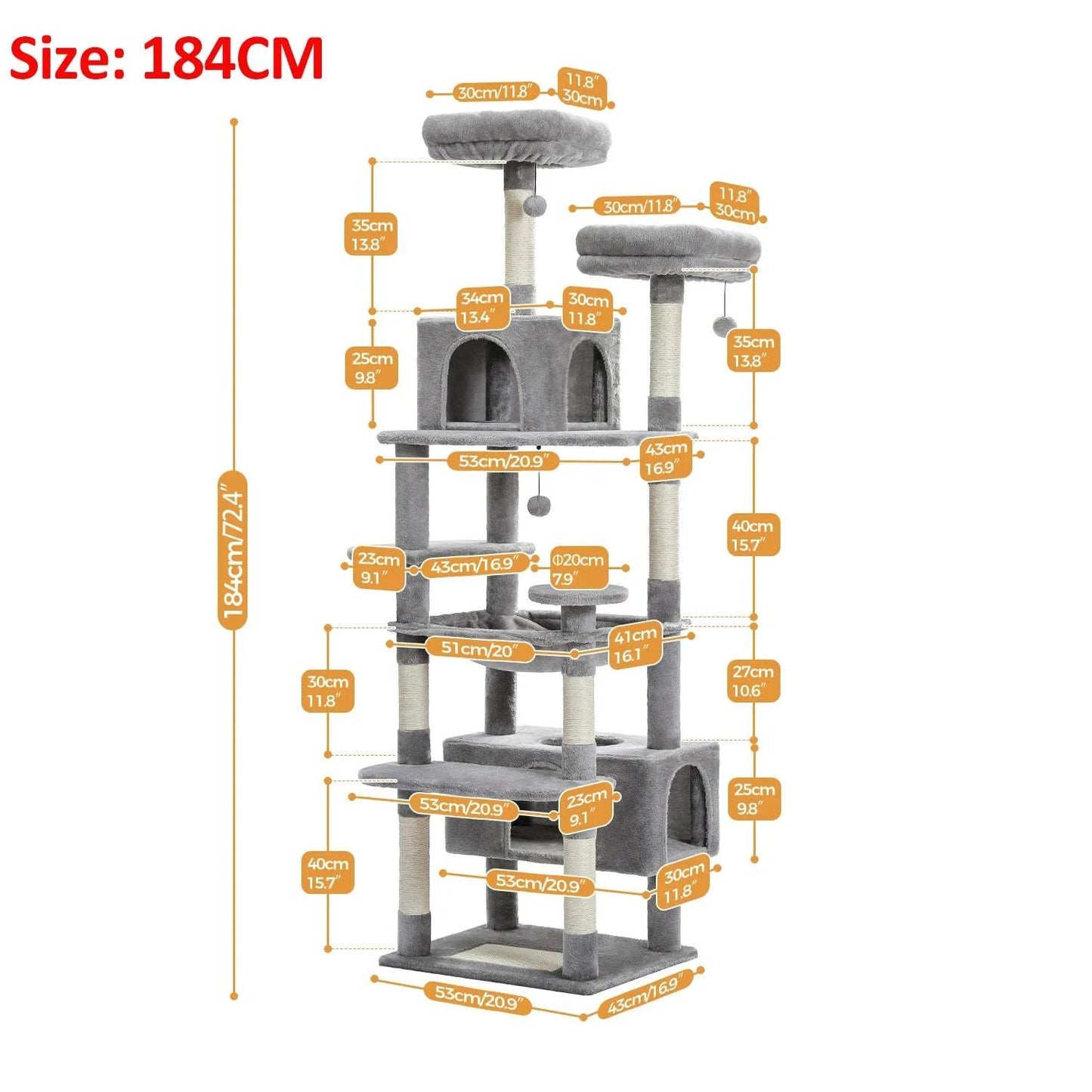 Large Cat Tree and Tower for Indoor Cats Spacious Hammock Padded Perches and Condos Cat Toys